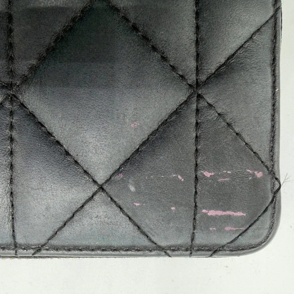 Coach Black Quilted Leather Accordion Zip Wallet Gold Hardware C3441‎